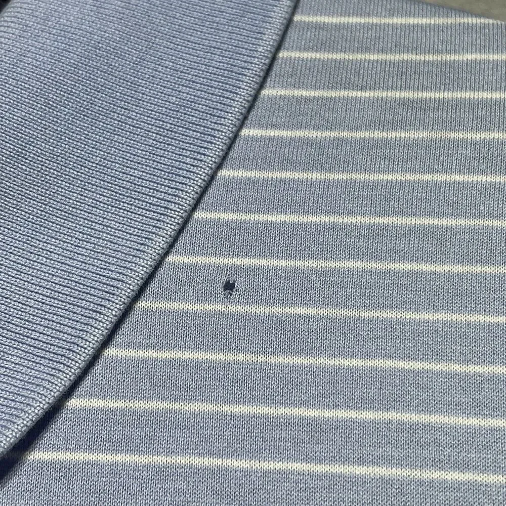 Polo Ralph Lauren Shirt Mens Large Blue Striped Short Sleeve Polo Soft Cotton - Picture 13 of 13